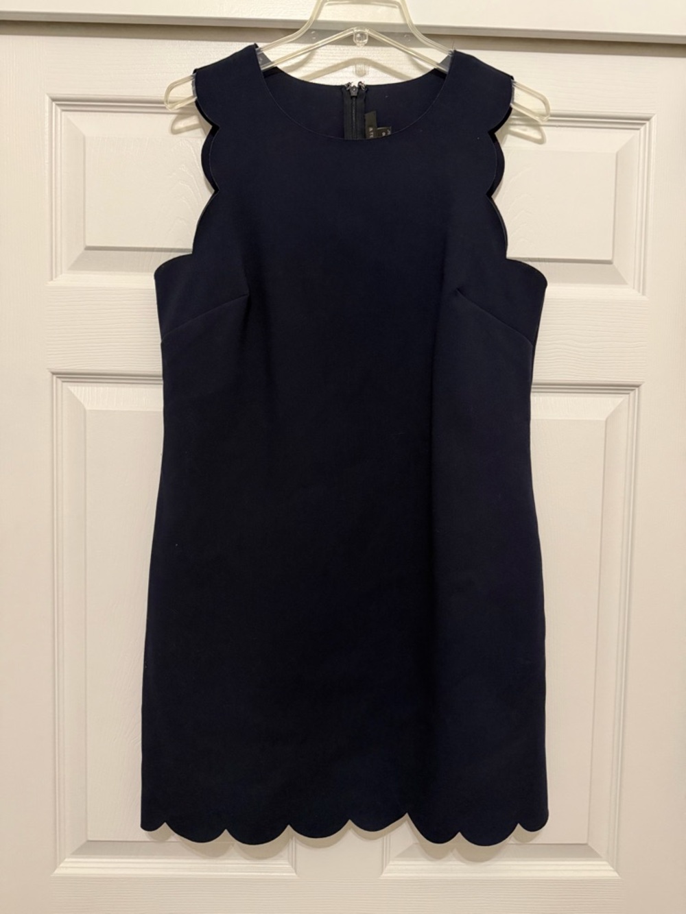 J. Crew Navy Scallop-Trim Sleeveless Mini Dress